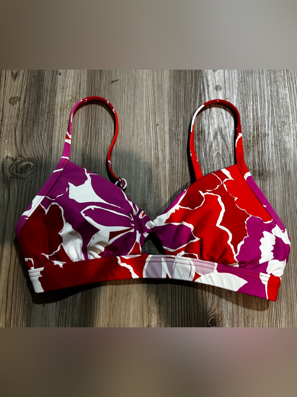 Women’s Red & Purple Floral Swim Top - Brand Not Visible